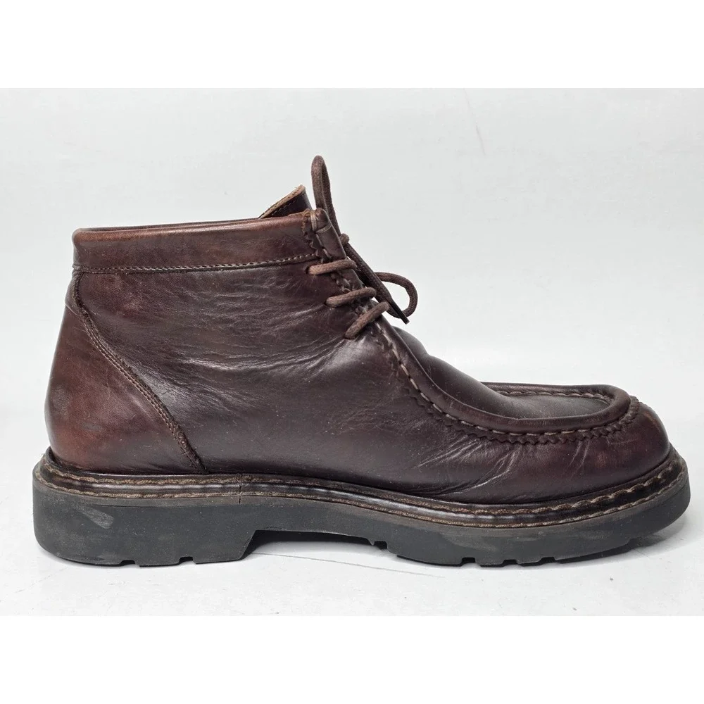 J CREW Men's Boots Size 10 Brown Leather Chukka Lace‎ Up 3-eye Shoes Italy Made